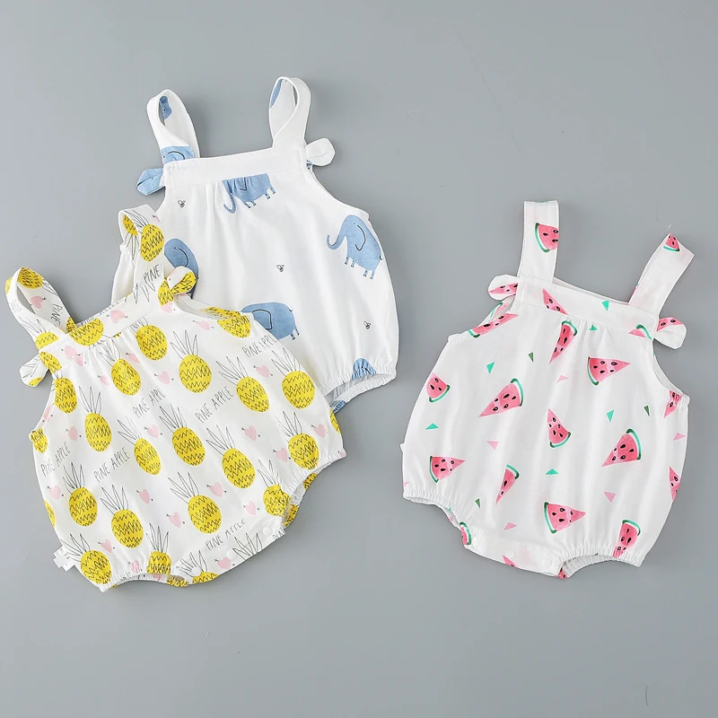 2020 летняя одежда для новорожденных девочек с мультяшным принтом животных боди