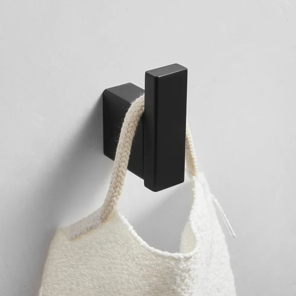 Robe hook Матовое черное оборудование для ванной набор полотенец стойка угловая полка Держатель для полотенца бар из нержавеющей стали набор оборудования для ванной комнаты - Цвет: Robe hook