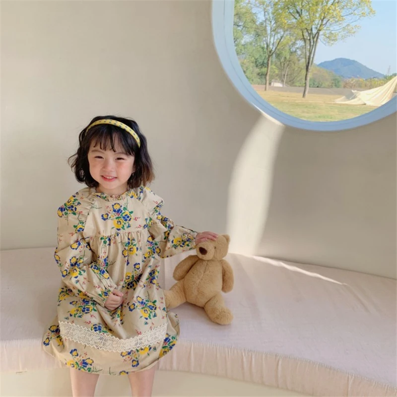 

Comfortable Spring Summer Girls Dress Kids Teenagers Children Clothes Outwear Special Occasion Long Sleeve High Quality