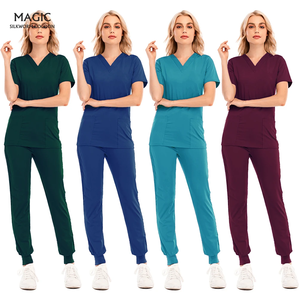 Высококачественные однотонные Медицинские костюмы для врачей и клиник топы