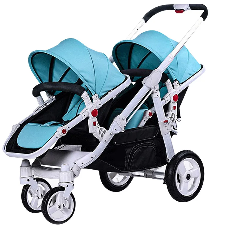 High-view Twin Stroller Can Lie Down and Sit In Two Directions with Two-way Folding and Multiple Shock Absorption Strollers