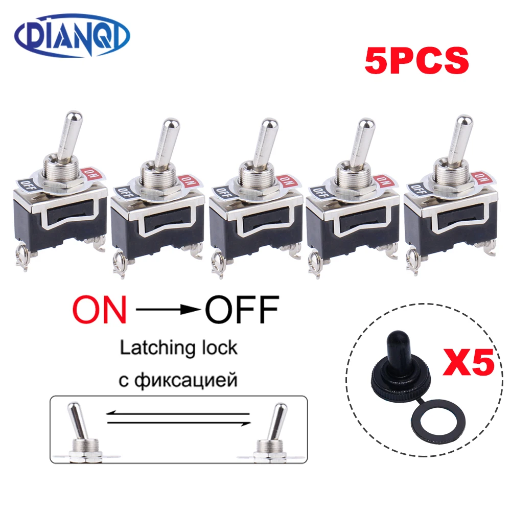 

5PCS Miniature ON-OFF Small SPST Rocker Toggle Switch Heavy Duty 16A/250VAC 2 Terminals ON-OFF Self-locking 2 Positions