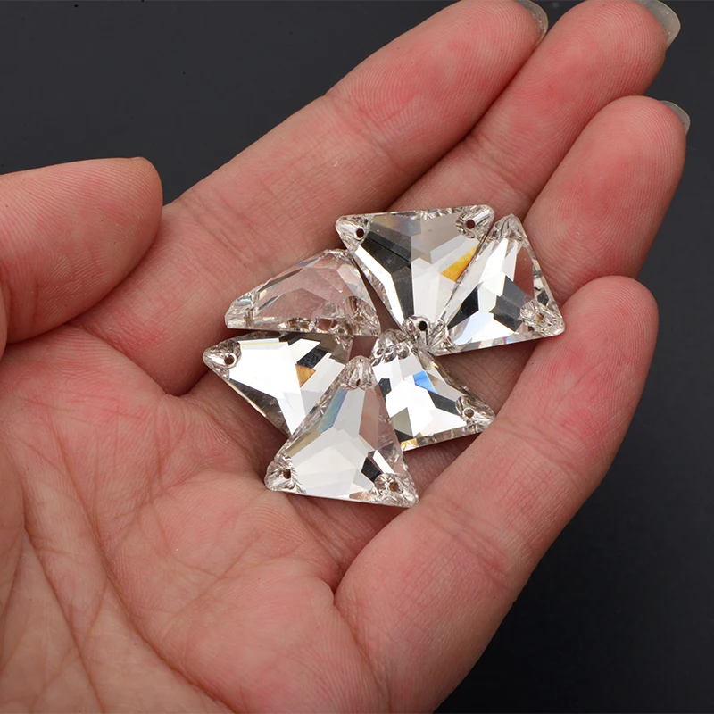 

JUNAO 12mm 16mm 20mm Sewing Triangle Crystal K9 Glass Rhinestone Flat Back Strass Stone Sewn Diamond for Decoration