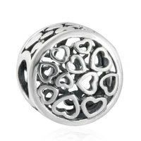genuine 925 sterling silver bead charm openwork loving sentiments love heart beads fit women pan bracelet necklace diy je