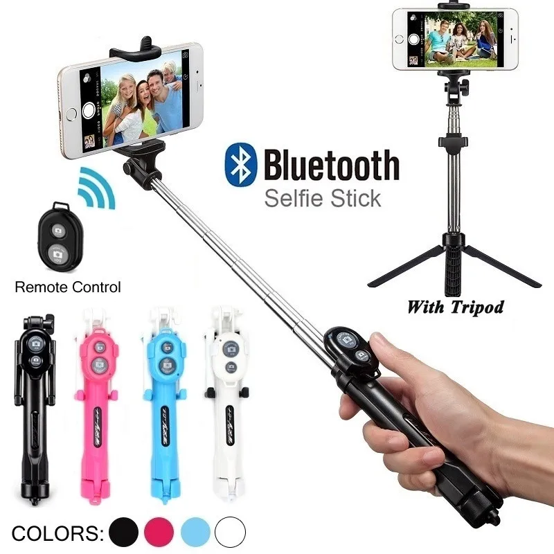 3 in 1 Portable Bluetooth Selfie Stick Tripod Hand-held Remote Control Extendable Foldable For Smartphone camera | Мобильные