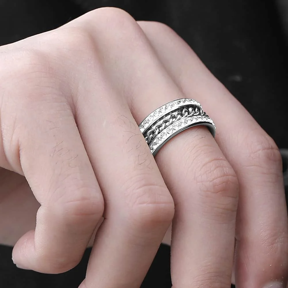 Кольцо Спиннер 10 мм для мужчин и женщин золотое/серебряное кольцо со стразами