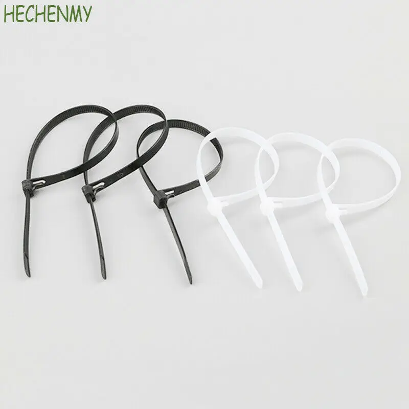Белый/черный сильный нейлона Пластик кабельные стяжки провода кабеля