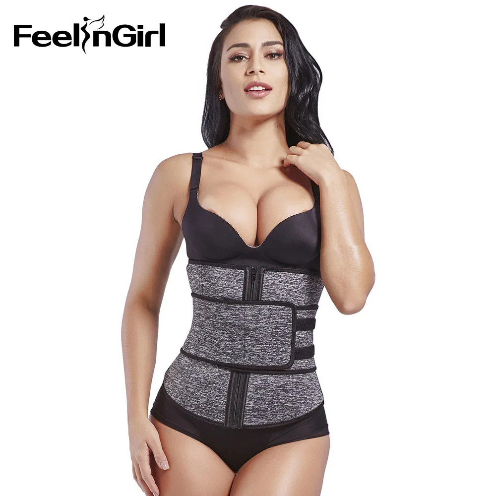 FeelinGirl Women Zipper Waist Trainer Sauna Sweat Cincher Slimming Body Shaper Tummy Control Lose Weight Shapewear | Женская одежда