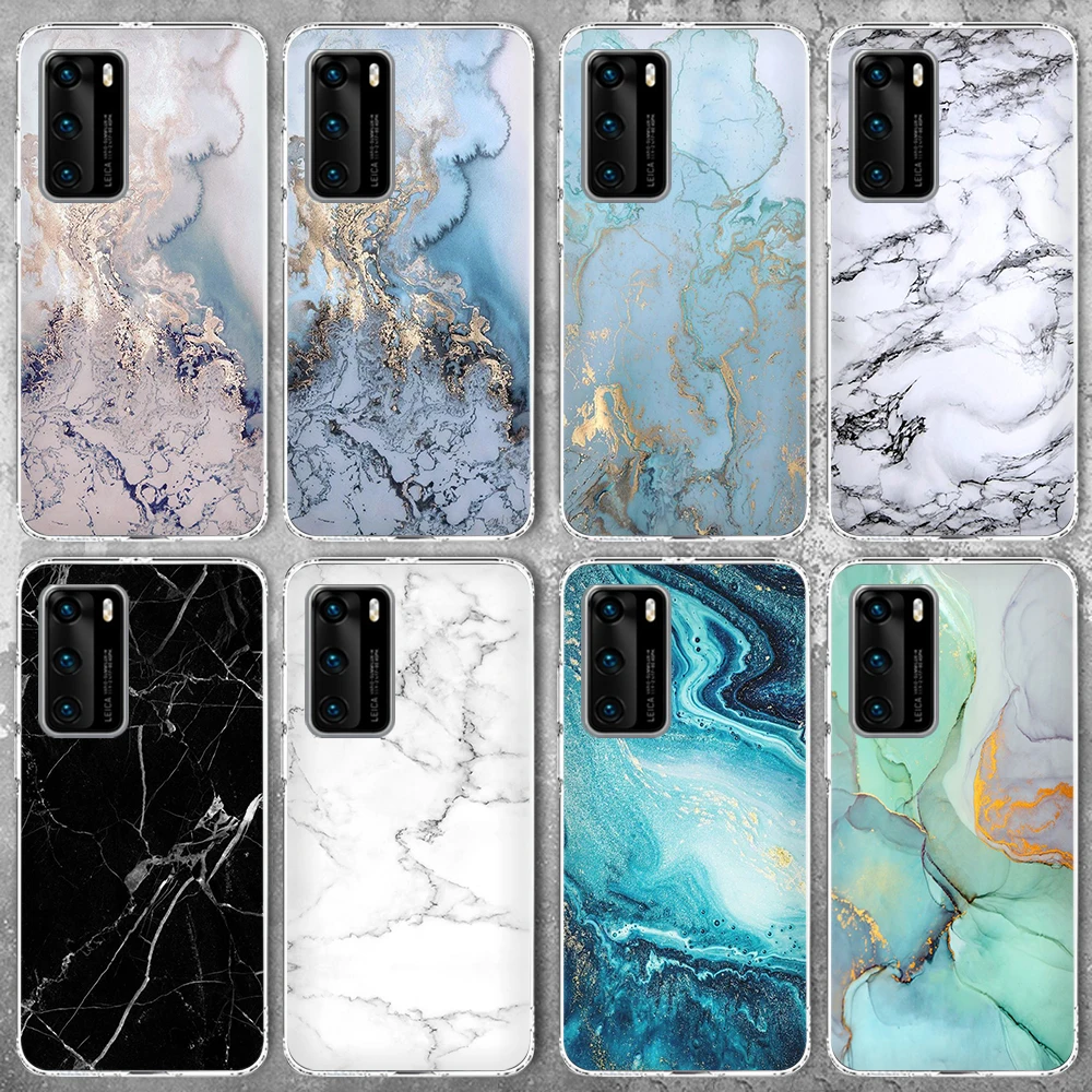 Роскошный Мраморный чехол в холодном стиле для Huawei P40 P30 P20 Pro Mate 30 20 Lite Honor 10 P Smart Plus