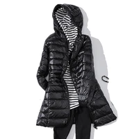 7xl ladies long warm down coat with portable storage bag women ultra light down jacket womens overcoats hip length