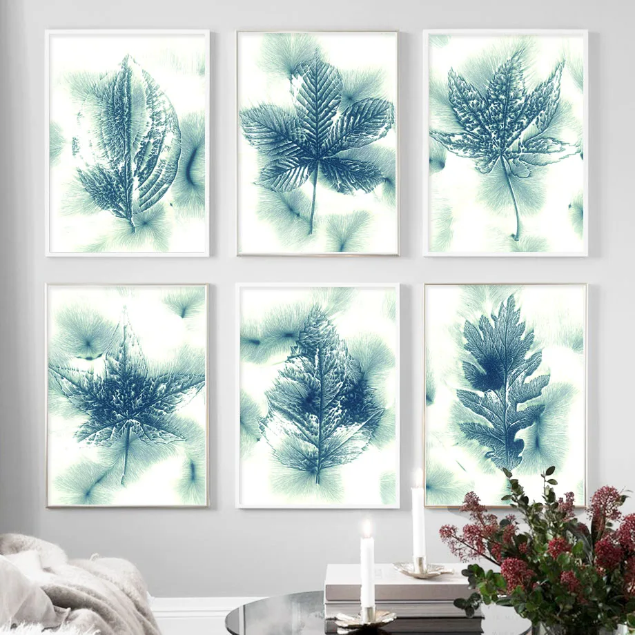 Светильник лые тропические растения листья Настенная картина на холсте