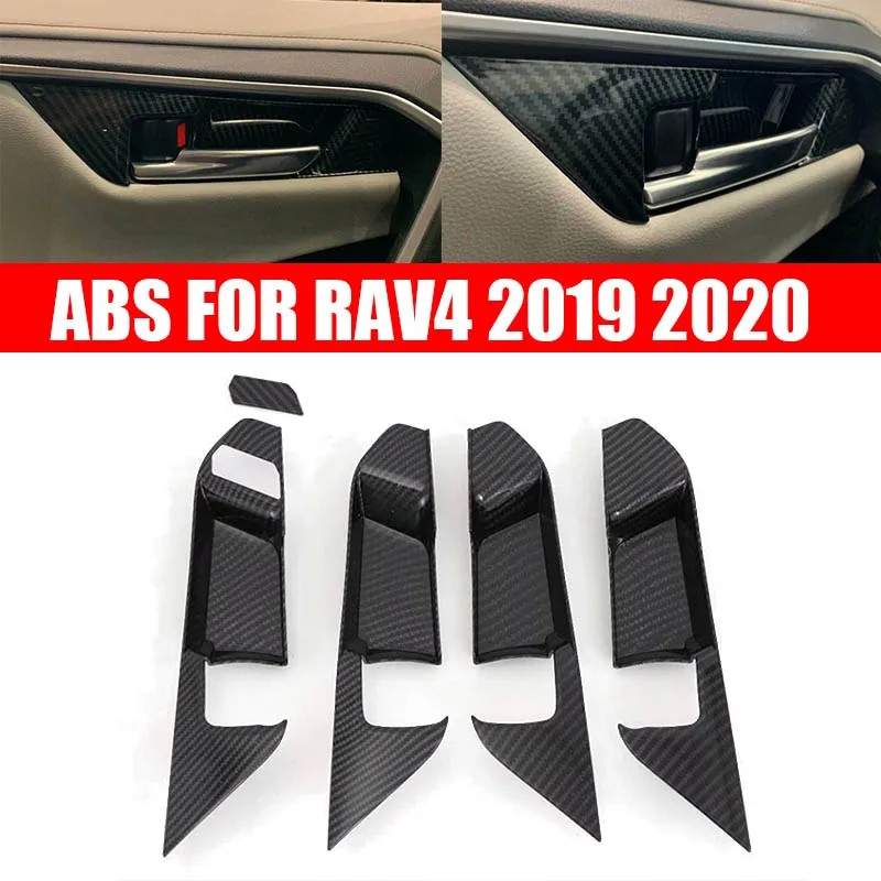 

pcmos ABS Carbon Fiber Door Bowl Cover Dashboard Decoration Air Condition CD Panel Cover Trim For Toyota RAV4 2019 2020 Stickers