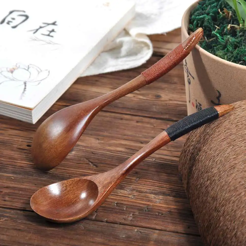 Визуальный сенсорный деревянные ложки китайский кофе смешивания суп ковш посуда