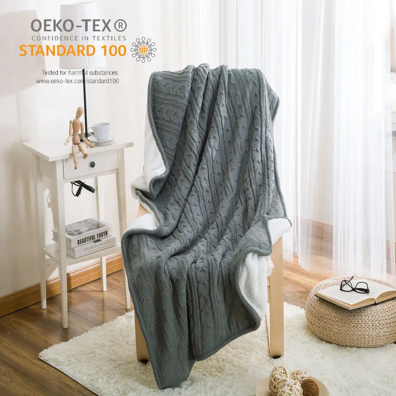 

Northern Europe Sofa Wool Nordic Knitted Blanket Office Nap Air-conditioning Blanket With Towel Woolen Comfortable Blankets
