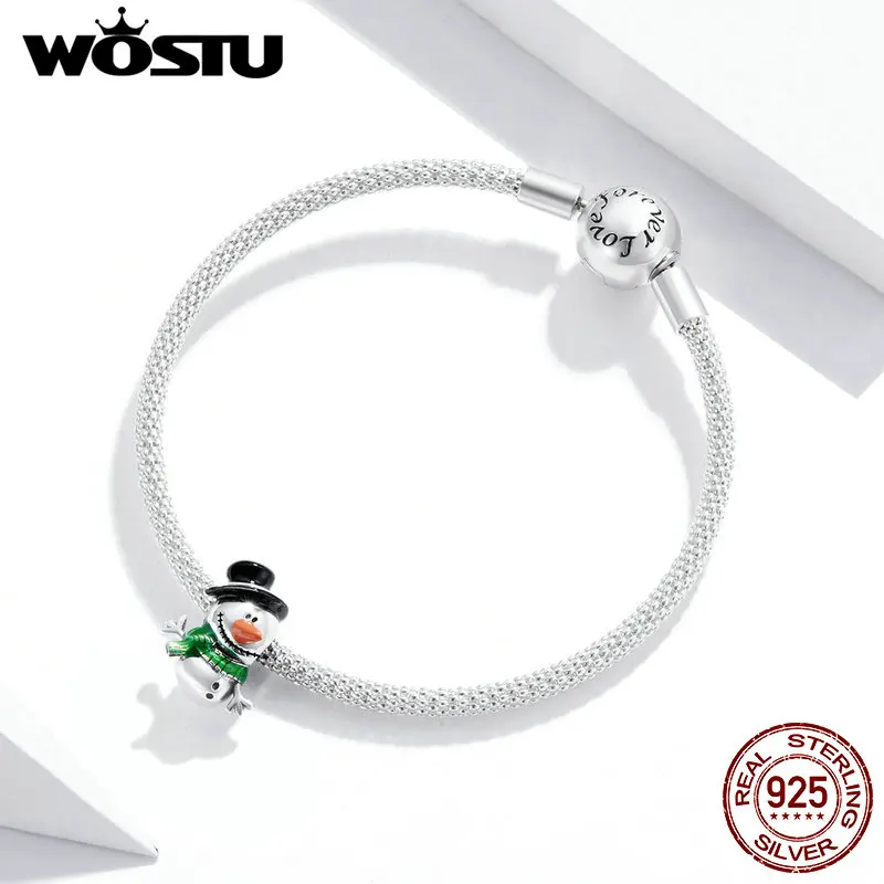 Подвеска в виде маленького снеговика из серебра 925 пробы для браслета | Украшения