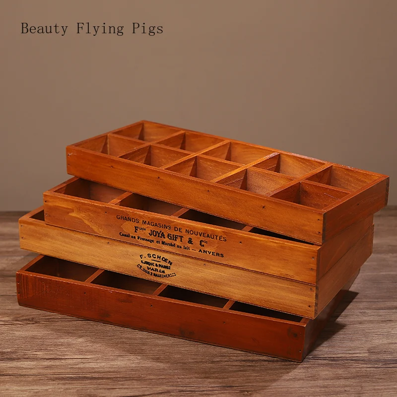 Дропшиппинг Ретро деревянная перегородка настольная коробка для хранения