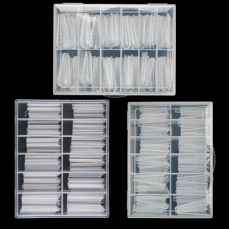 

120PCS/BOX Nail Molds Tool Transparent Nails Extension Form For UV Gel Quick Building Top Mold Upper Forms Dual Forms