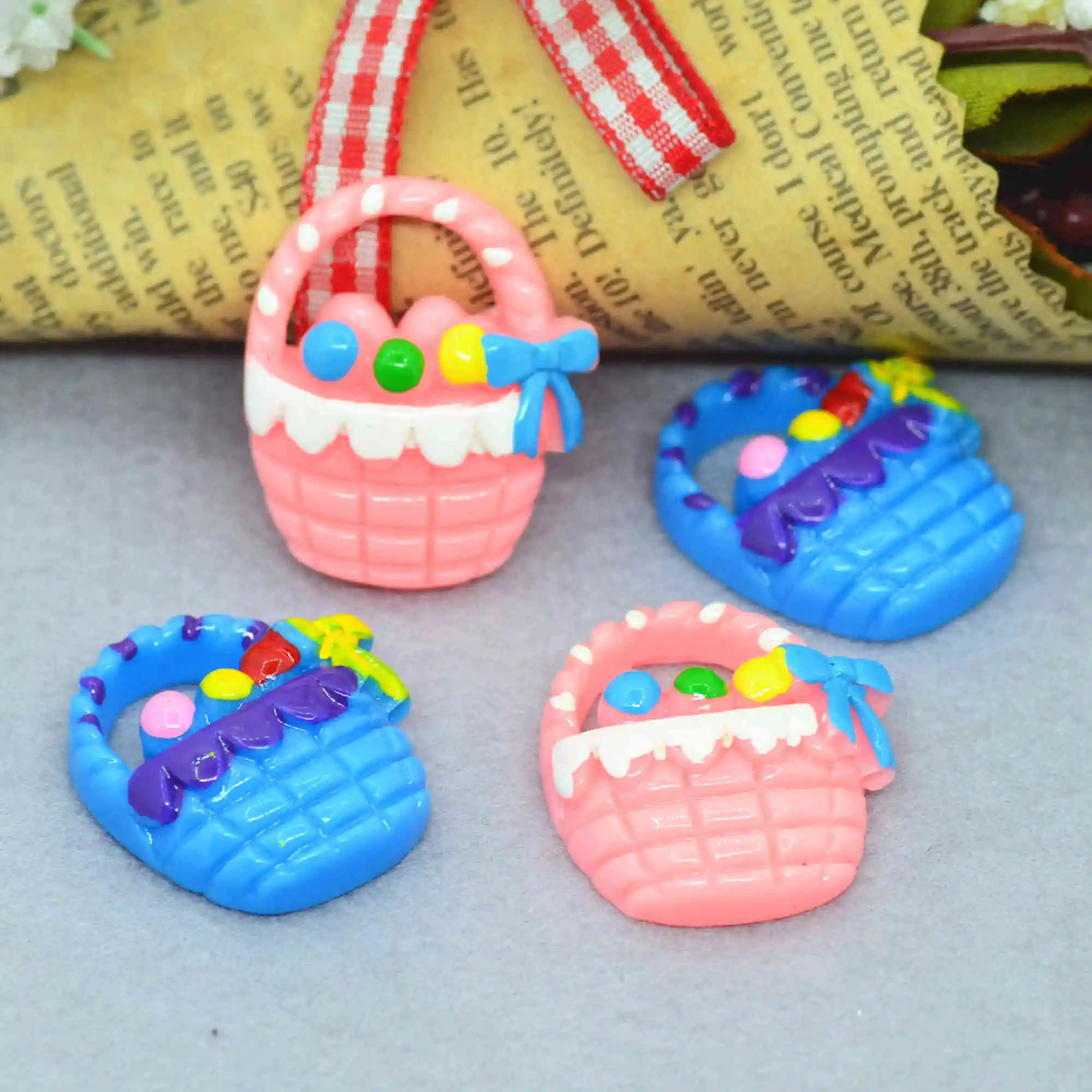 10 шт. красные синие смолы с плоской задней частью корзина для пасхальных яиц