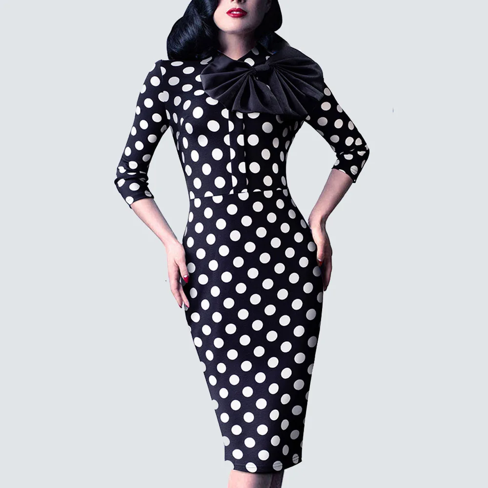 С бантом В стиле ретро винтажном Для женщин в 50 х Клубные вечерние платье