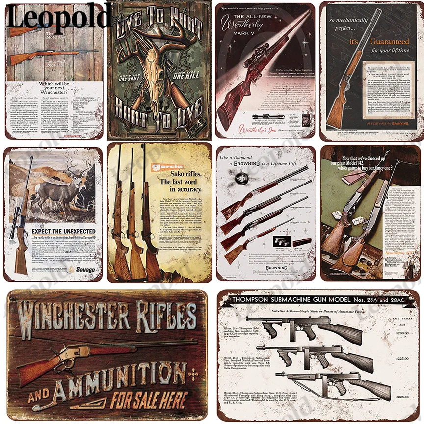 Металлическое олово плита пистолет ретро постер длинная рукоятка пистолета