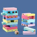 Деревянный блоками блоки дженги для взрослых Развивающие игрушки для детей взаимодействие Настольная игра Животные и Цвет познание узнать