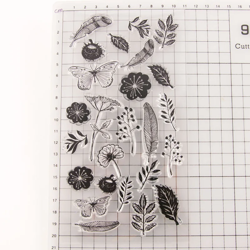 1 шт Бабочка Листья силиконовый прозрачный чехол печать штамп DIY тиснение для
