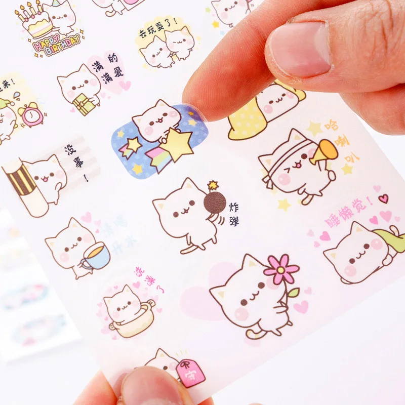 Kawaii Cat милые наклейки из мультфильмов наклейки Канцелярские Декоративные наклейки для детей девочек DIY дневник в стиле Скрапбукинг