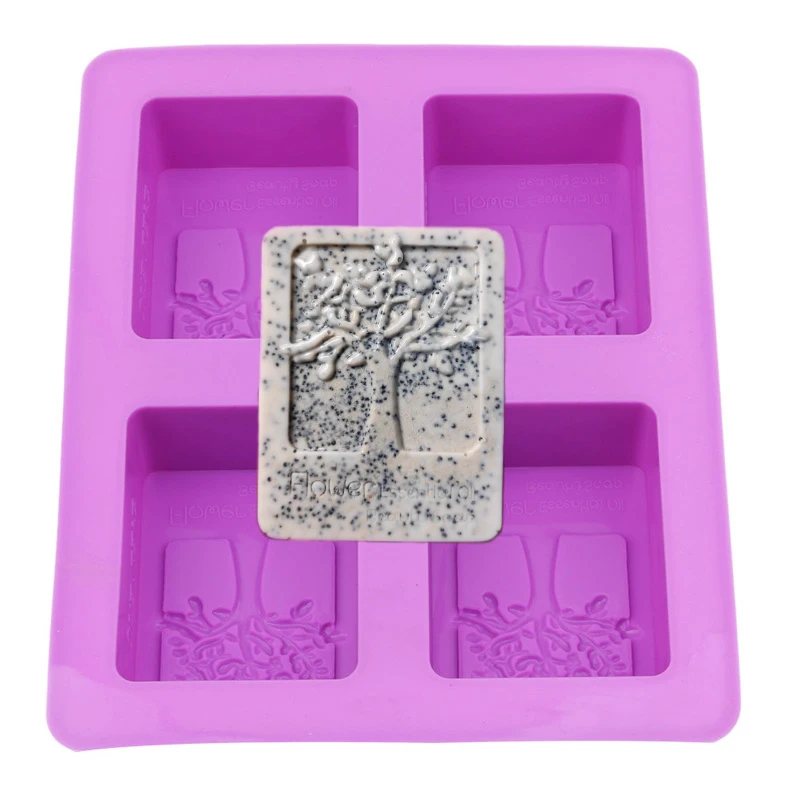 Фиолетовый прямоугольник силиконовая форма &quotдеревья&quot в форме 4 отверстия