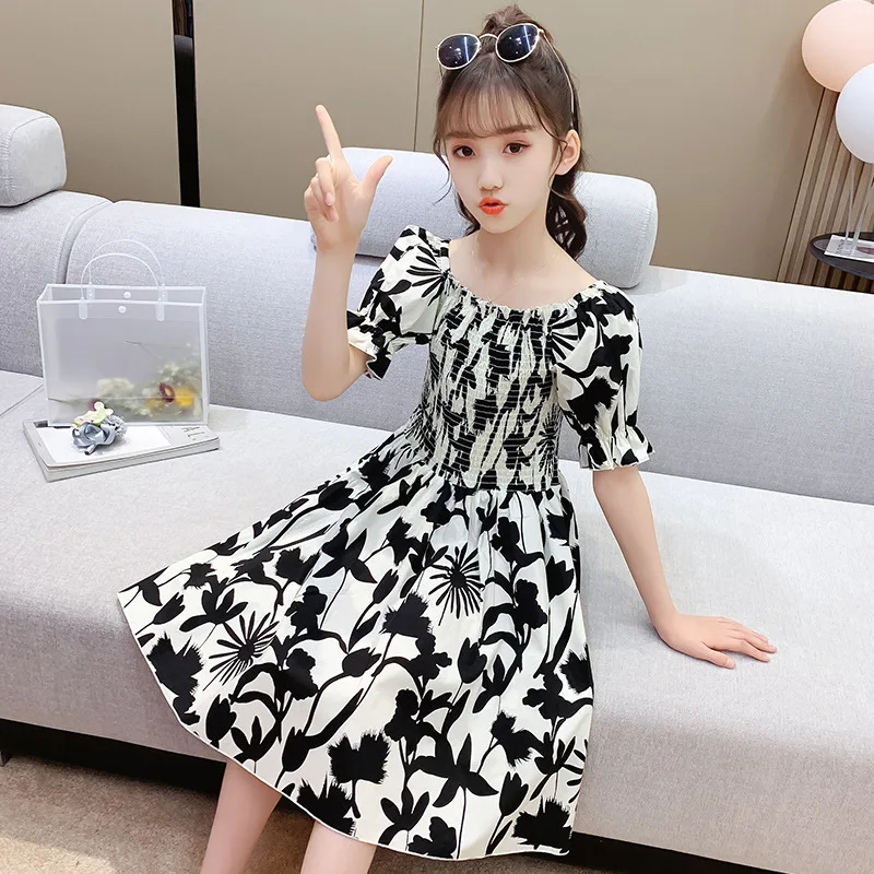 

Girls' dresses 2021 new summer children's skirts Korean fashion skirts girls medium and large children's clothes flower