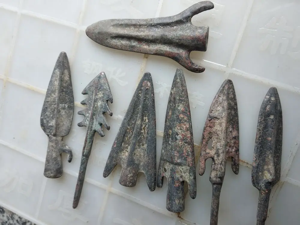 7 шт. старинное копье модель рабочего инструмента китайская трубка для щуки