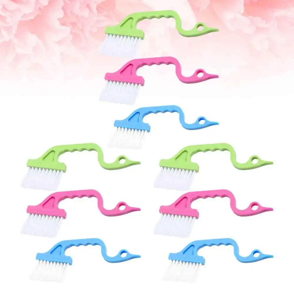 

9Pcs Window Groove Brush Handheld Slot Cleaning Brush Creative Gap Brushes (Rosy, Blue, Green for Each 3Pcs)