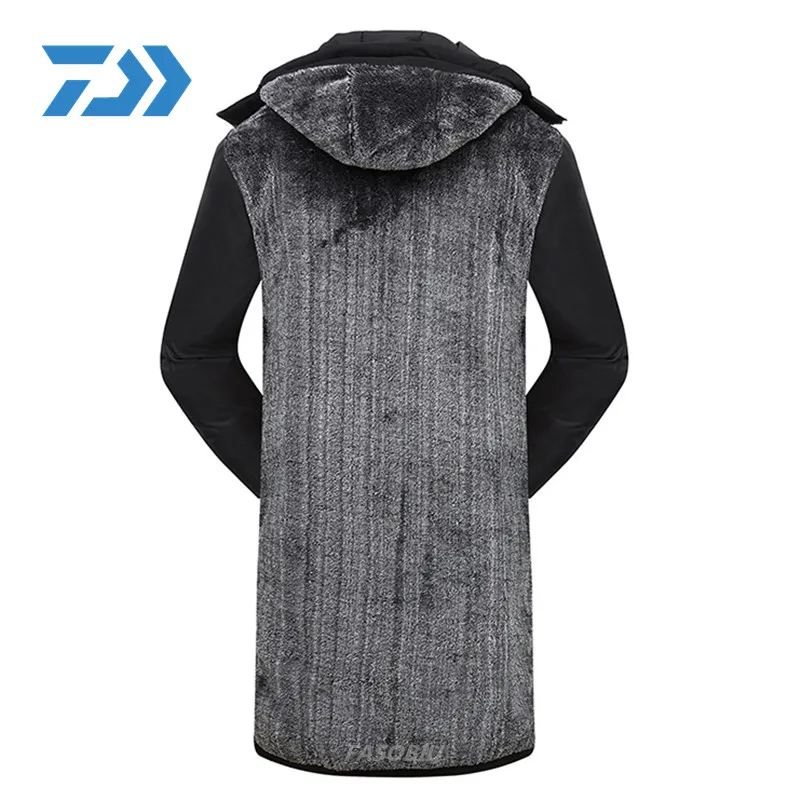 

Daiwa Fishing Jacket Overcoat Mid-length Coats Cotton Warm Hooded Men's Plus cashmere Warm Windproof Jacket Coat Fishing Clothes