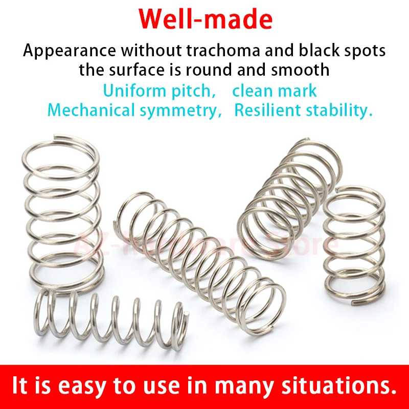 304 Stainless Steel Compression Spring Return Wire Diameter 0.8mm Outside 5-14mm pressure spring 10 Pcs | Обустройство дома