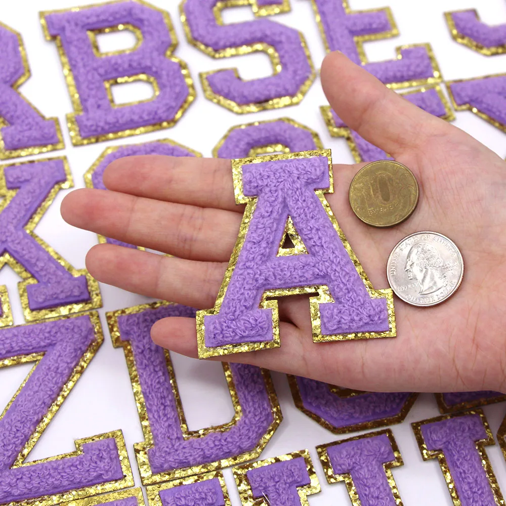 65 мм фиолетовые нашивки с буквенным принтом вышивкой на английском языке