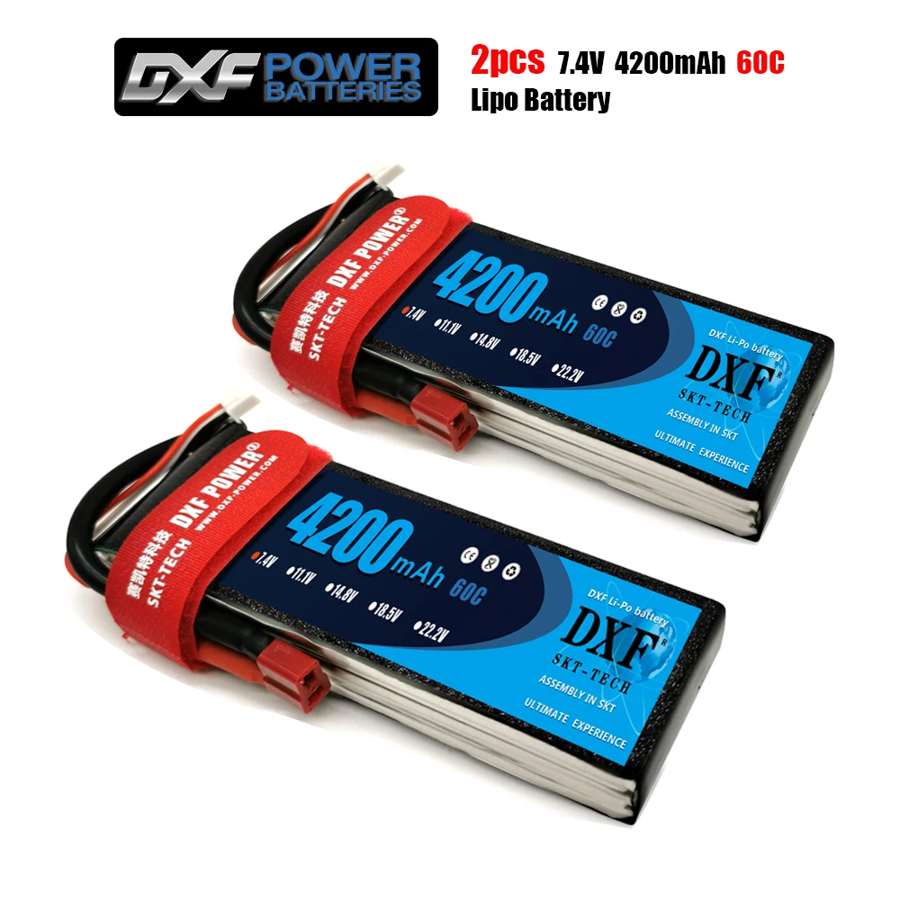 2 шт. DXF хорошее качество RC Lipo батарея 2S 7 4 В 4200 мАч 60C Макс 120C для самолета дрона