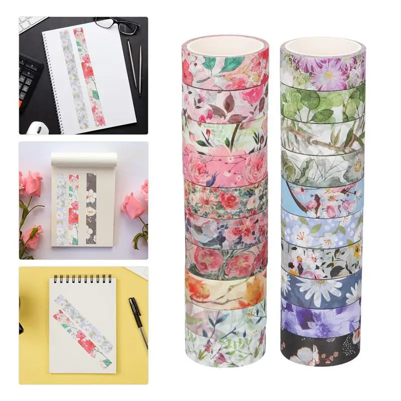 

20 Rolls Flower Printed Scrapbook Adhesive Washi Tapes Chic Stationery Stickers