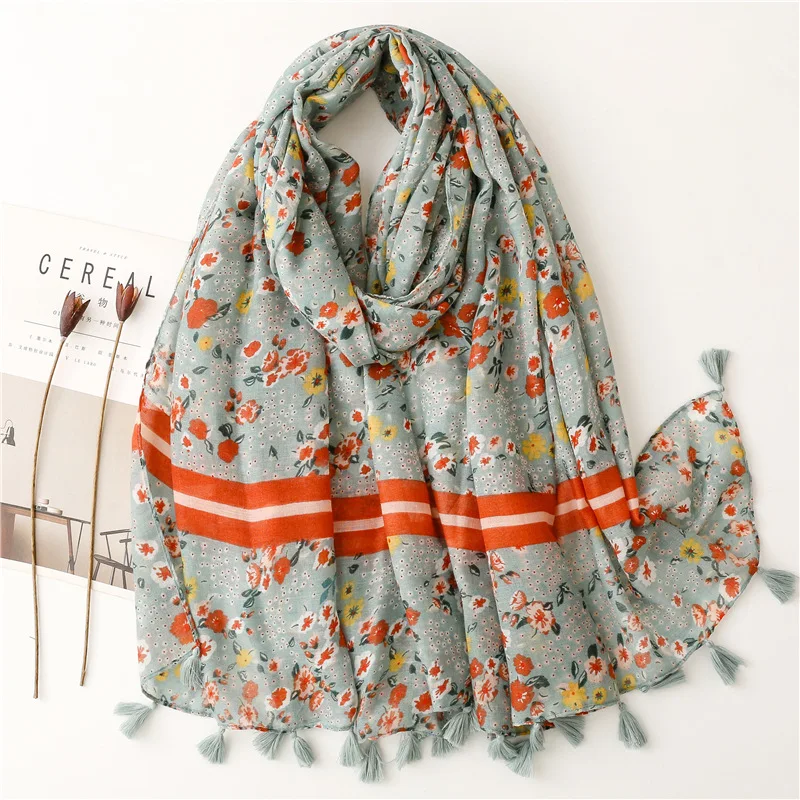 Price 2021 Fashion Kleine Bloemenprint Sjaal Hoofd Hijab Sjaals Wrap Zachte Bloemen Gratis Verzending