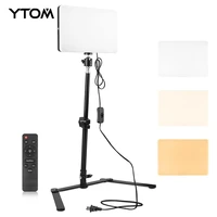 ytom camera photo led light panel streaming studio lights with long arm holder tripod stand remote control for live stream video
