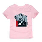 Коала, Детская футболка с заряжающимся спящим рисунком, милая рубашка для девочек с животными, Корейская трендовая Детская летняя футболка, модная уличная одежда, Прямая поставка