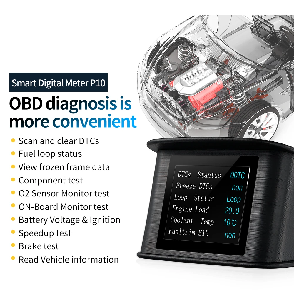 Автомобильный индикатор температуры WiiYii OBD2 HUD P10 цифровой измеритель скорости