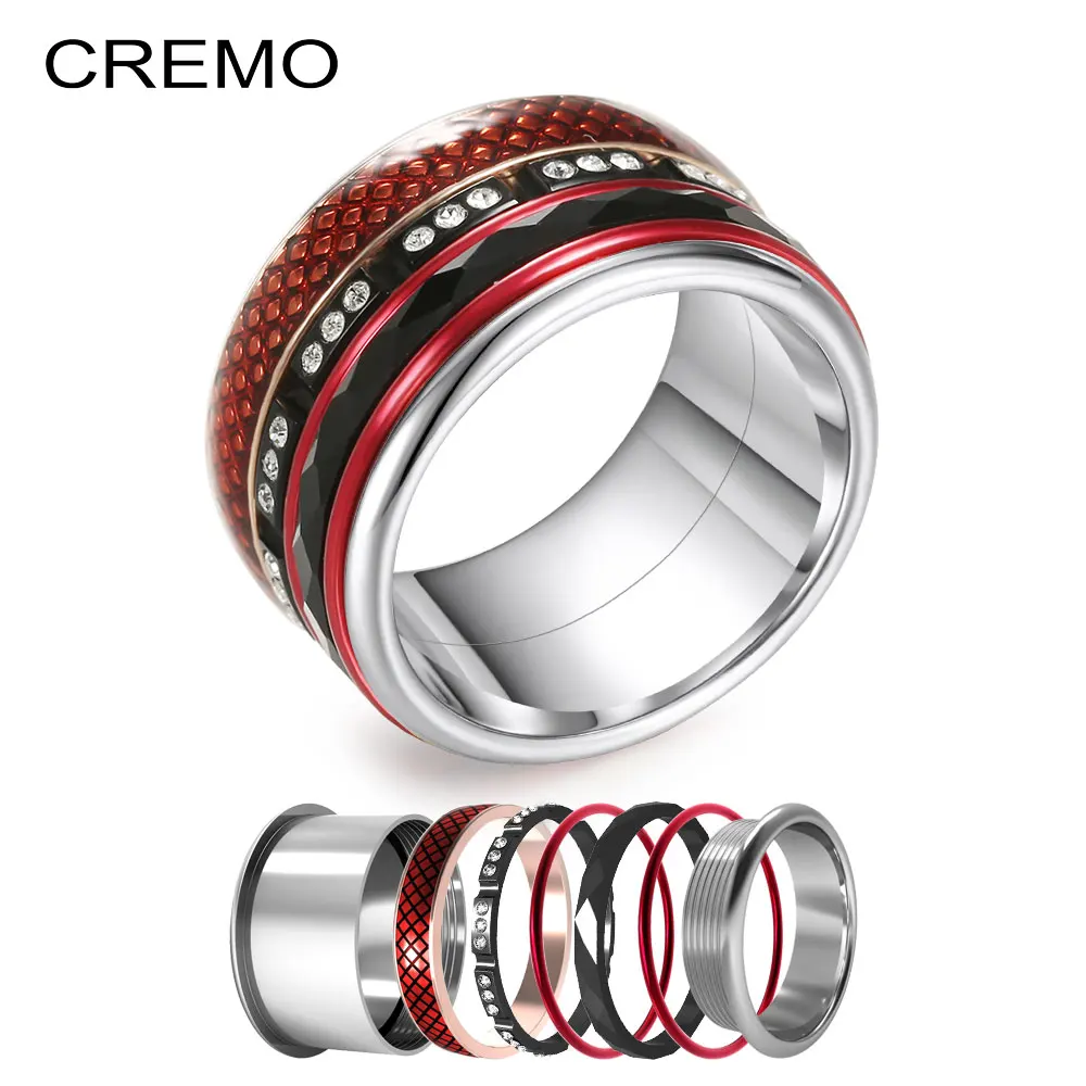 

Cremo Unique Interchangeable Rings Metal Jewelry Making Stackable Arctic Symphony Stainless Steel Band Collection