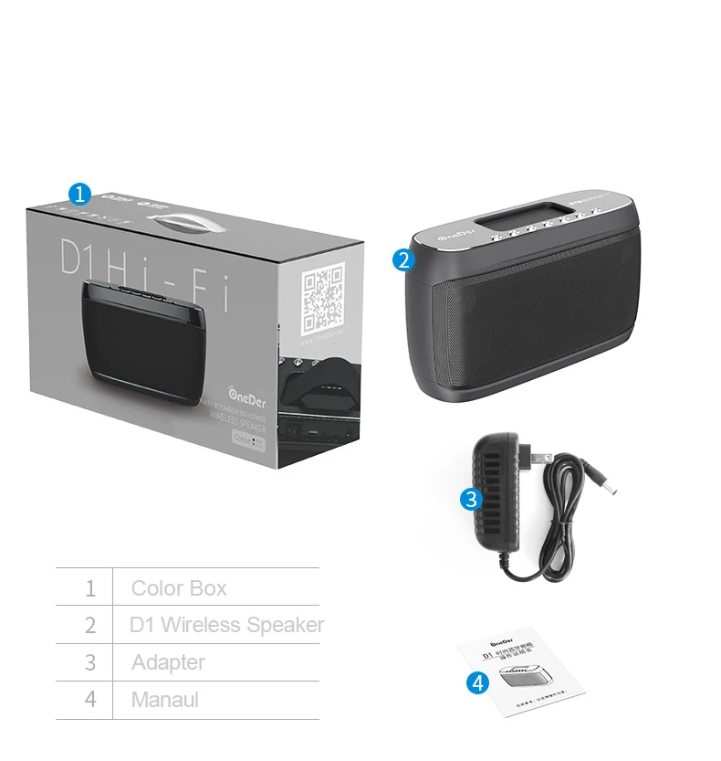 OneDer D1 bluetooth динамик HIFI с функцией DSP и супер бас беспроводной громкоговоритель 40