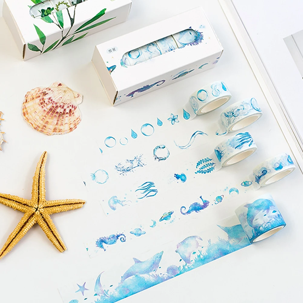 5 Rolls Flower Leaves Washi Tape Set Stationery Gift Scrapbook Album Decoration | Канцтовары для офиса и дома