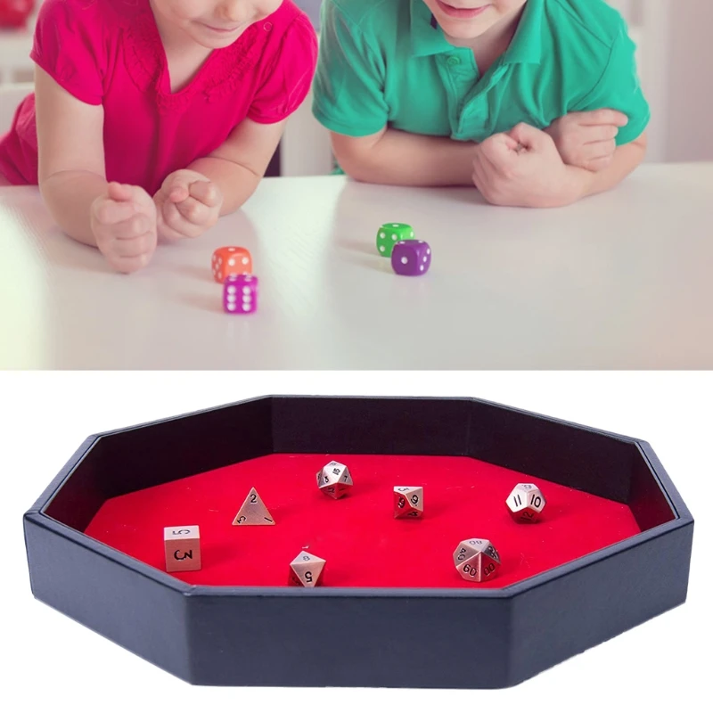 

Octagonal Dice Tray PU Leather Dice Storage Box Board Game RPG Desktop Dice Box
