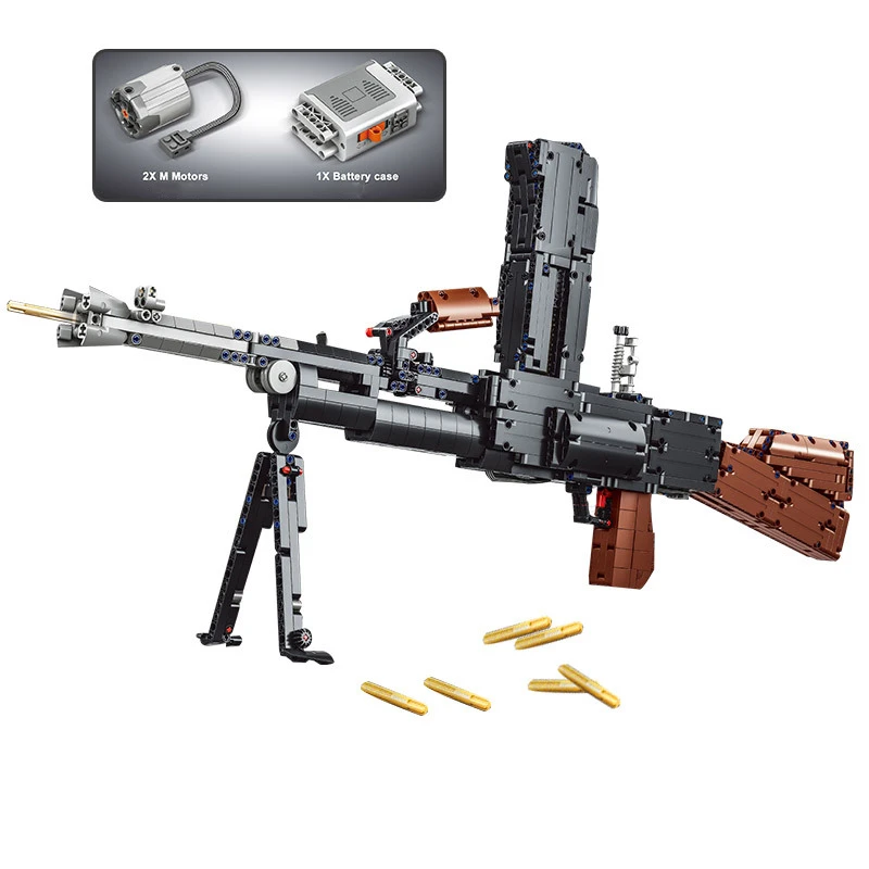 

1785PCS Electric Continuous Firing Machine Gun Assemblage Building Block Creativity Bren MK Model Guns Bricks Toy For Boy Gifts