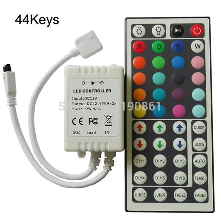 

44key RGB Led Controller 12v - 24v LED Strip Box Receiver Strip And Module 2 Years DC 144 Common Anode IR Remote Controller PVC