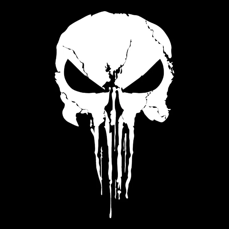 

Hot Sell Creative Car Sticker Interesting Punisher Decoration Skull Black/Silver Graphic Car Sticker Vinyl Car Decal 10*18CM