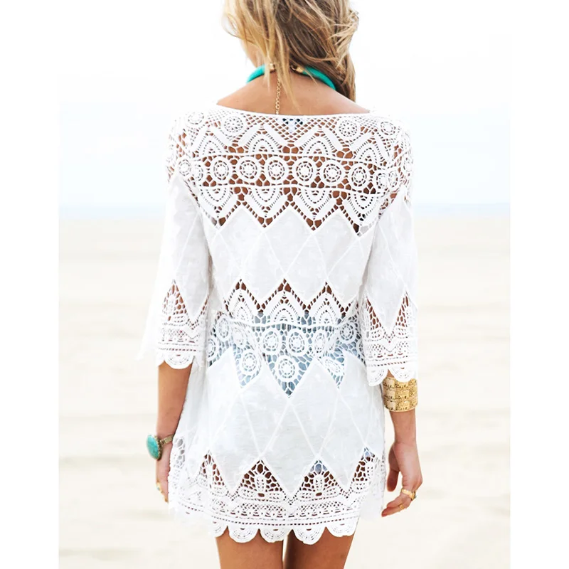2021 Новая Пляжная накидка крючком Саида De Praia лоскутное пляжная туника