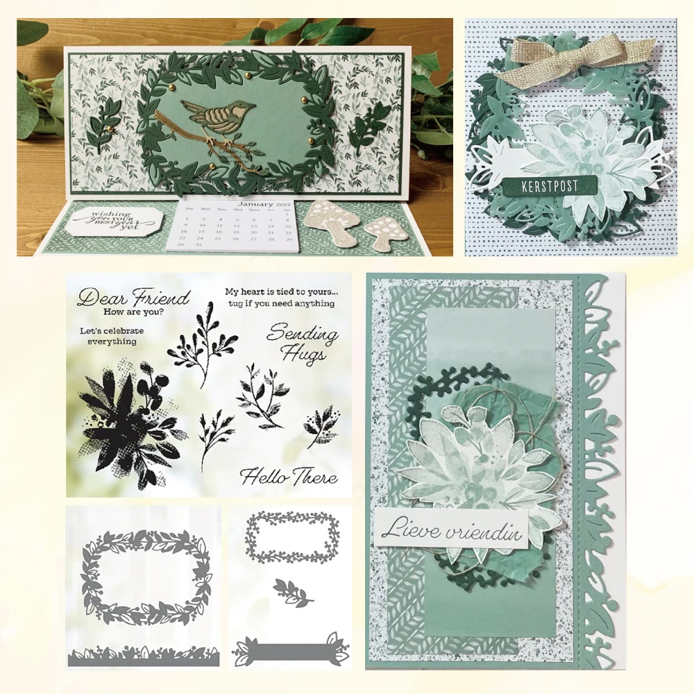 

2021 New Christmas Wreath Blessing Metal Cutting Dies and Stamps Diy Embossing Making Scrapbook Diary Greeting Card Decoration