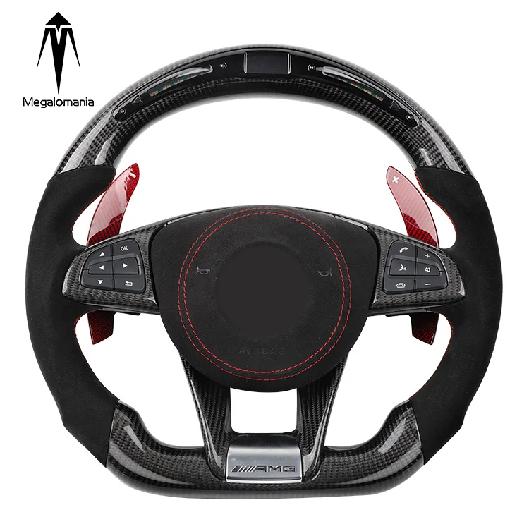 

Custom Alcantar carbon fiber steering wheel For ben z 2015-2018 GLA CLA GLS GLE CLS Class racing wheel convertible